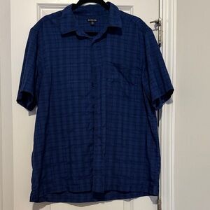 George Men's Navy Plaid Button Down Shirt